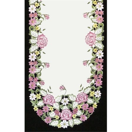 Sinobrite Sinobrite H0893 Pink Rose & Yellow Daisy Oval Runner; 16 x 72 in. H0893(16x72)